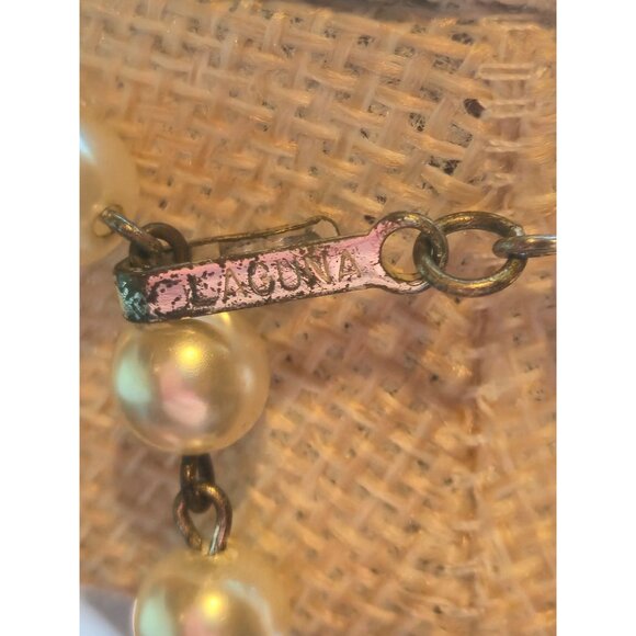 Vintage Laguna Necklace Faux Pearl & Aurora borealis crystal 3 strand choker - Picture 7 of 8